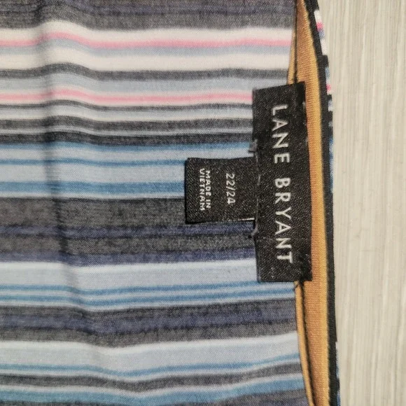 Lane Bryant Blouse Plus Size 22/24 Short Sleeve Multicolor Stripes Wrap‎ Front - Picture 4 of 7